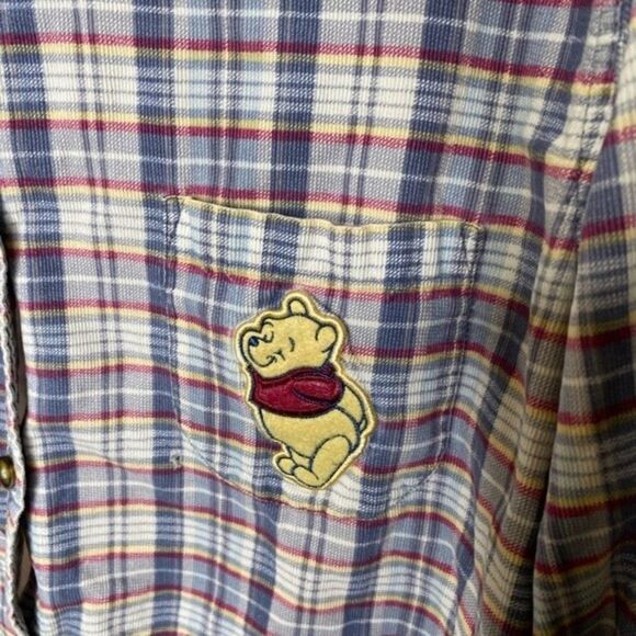 Vintage Disney Winnie the Pooh, flannel plaid button down shirt med - Picture 2 of 11